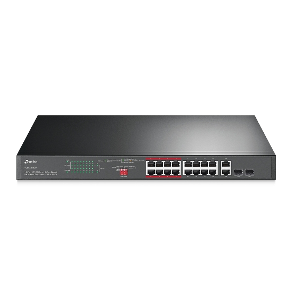 [سويج] TL-SL1218MP 16-Port 10/100Mbps + 2-Port Gigabit Rackmount Switch with 16-Port PoE+