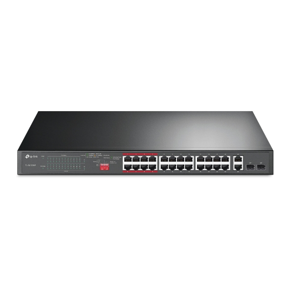 [سويج] TL-SL1226P 24-Port 10/100Mbps + 2-Port Gigabit Rackmount Switch with 24-Port PoE+