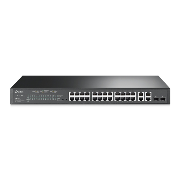 [سويج] TL-SL2428P JetStream 24-Port 10/100Mbps + 4-Port Gigabit Smart Switch with 24-Port PoE+